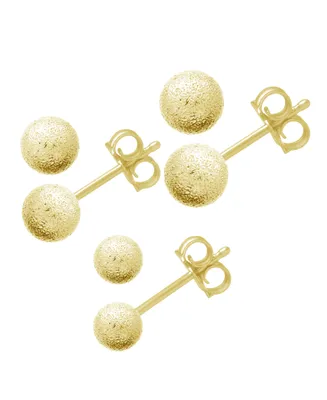 And Now This 3 Piece Textured Ball Stud Set in Silver Plate