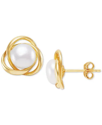 Giani Bernini Cultured Freshwater Pearl (7mm) Love Knot Stud Earrings, Created for Macy's