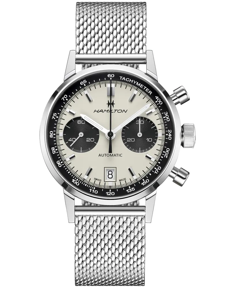 Hamilton Men's Swiss Automatic Chronograph Intra-Matic Stainless Steel Mesh Bracelet Watch 40mm