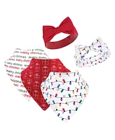 Hudson Baby Infant Girl Cotton Bib and Headband