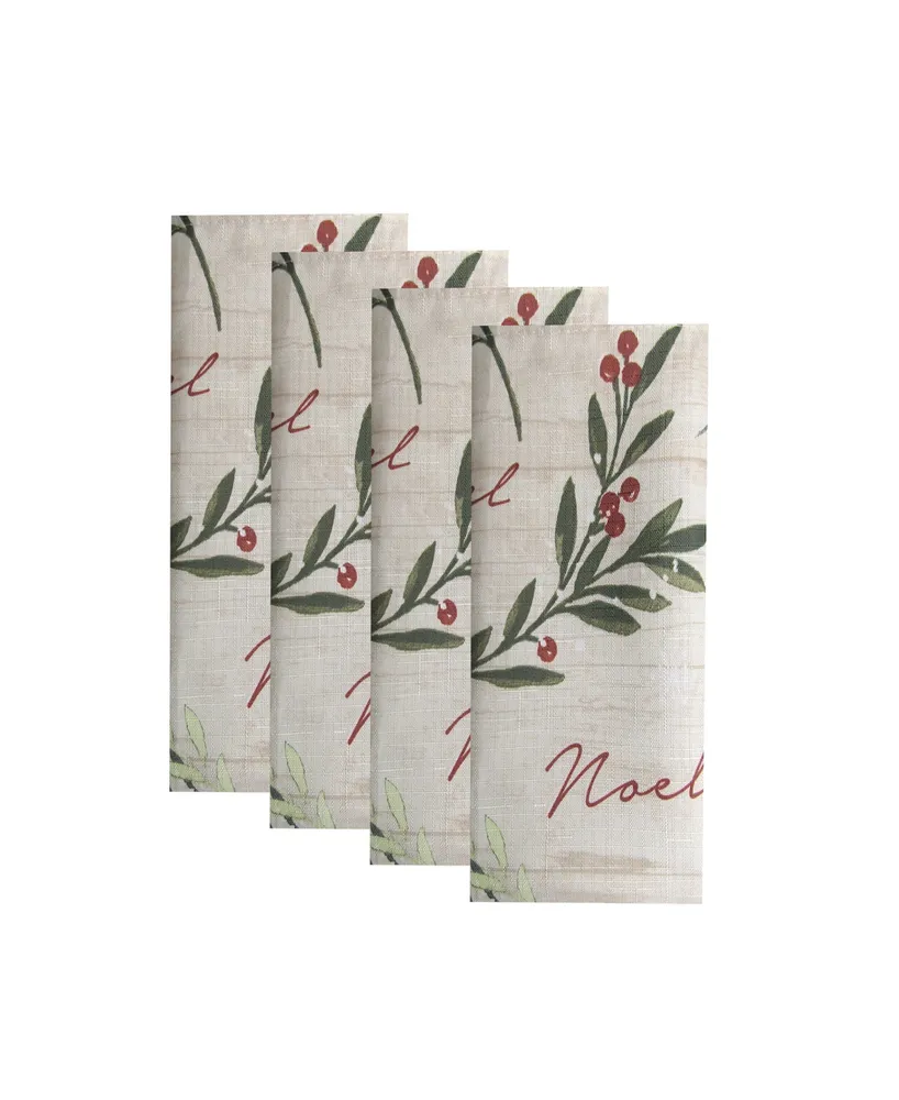 Elrene Holiday Tree Trimmings Napkins, Set of 4