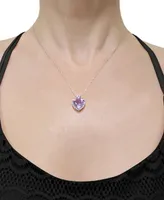 Amethyst Tanzanite and Diamond Accent Heart Necklace