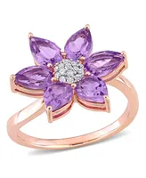 Amethyst and Diamond Floral Ring