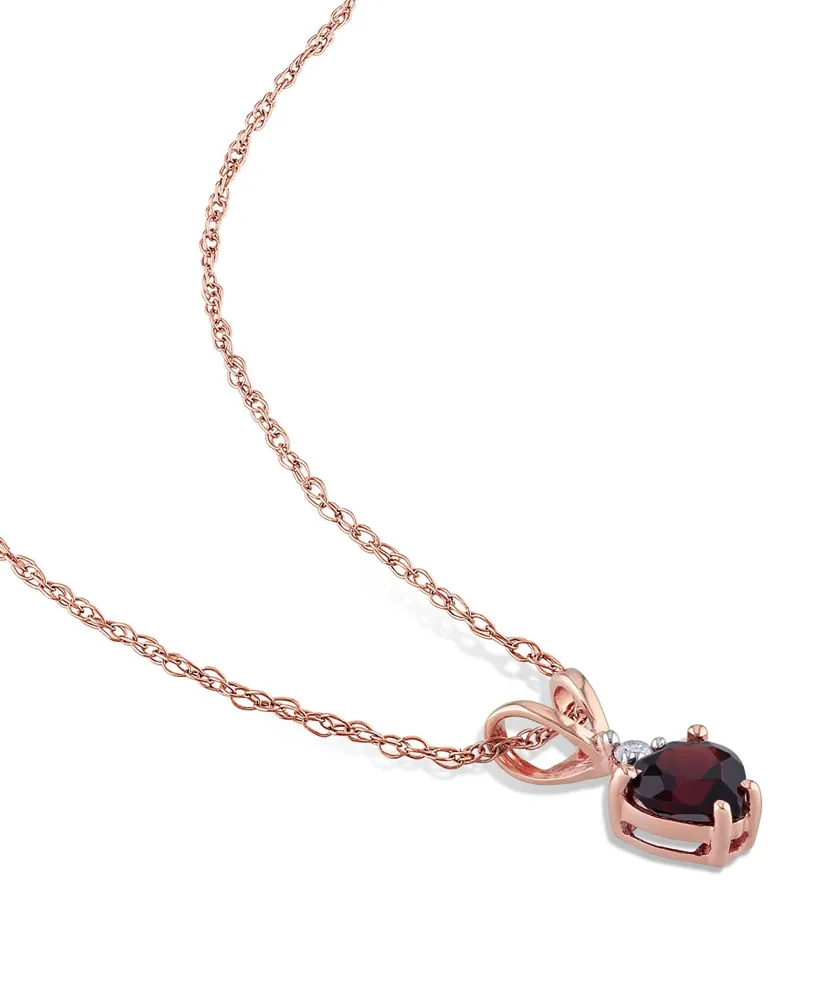 Garnet and Diamond Accent Heart Pendant with Chain