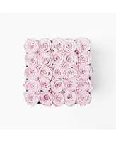 Infinity Roses Square Box of 25 Pink Real Roses Preserved to Last Over a Year