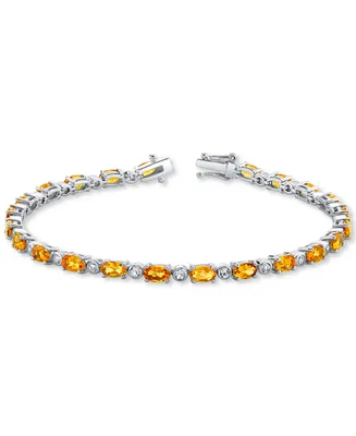 Citrine (5-3/4 ct. t.w.) & White Topaz (7/8 ct. t.w.) Tennis Bracelet in Sterling Silver