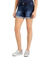 Celebrity Pink Juniors' Cuffed Raw Hem Mid Rise Denim Shorts