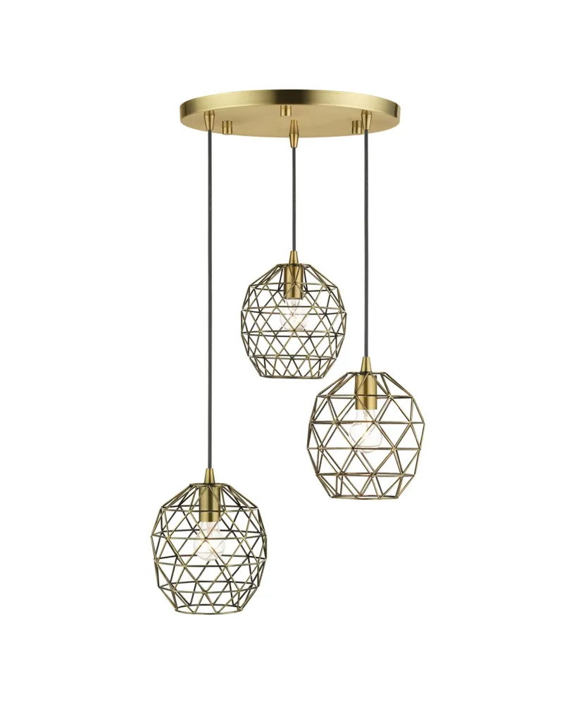 Geometric 3 Lights Pendant - Gold