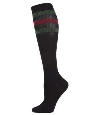 Mod Stripe Women's Knee High Tube Socks - Black
