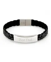 Men's Brai Ded Leather Best Dad Id Bracelet