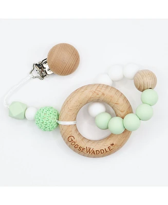 GooseWaddle Attachable Wooden & Silicone Teether - Mint