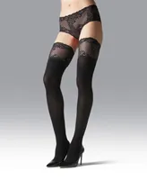 Natori Women's Feathers Lace Top Opaque Thigh Highs