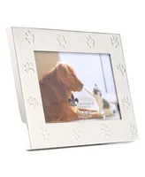 Metal Dog or Cat Picture Frame - Paw Print Pet Design, 4" x 6" - Silver