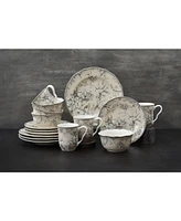 222 Fifth Adelaide Toile 16 Piece Dinnerware Set, Service for 4