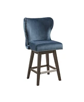 Madison Park Hancock 27"H High Wingback Button Tufted Swivel Counter Stool