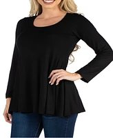 Women's Long Sleeve Swing Style Flared Tunic Top