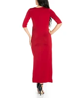 Women's Fitted V-Neck Side Slit Maxi Dress