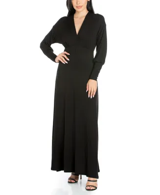 Women's V-Neck Long Sleeve Maxi Dress