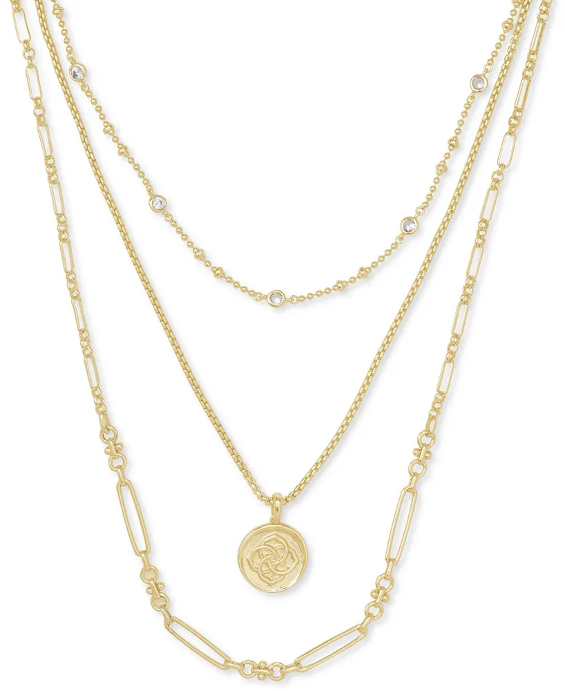 Kendra Scott Elisa Herringbone Multi Strand Necklace in Platinum Drusy –  Glik's