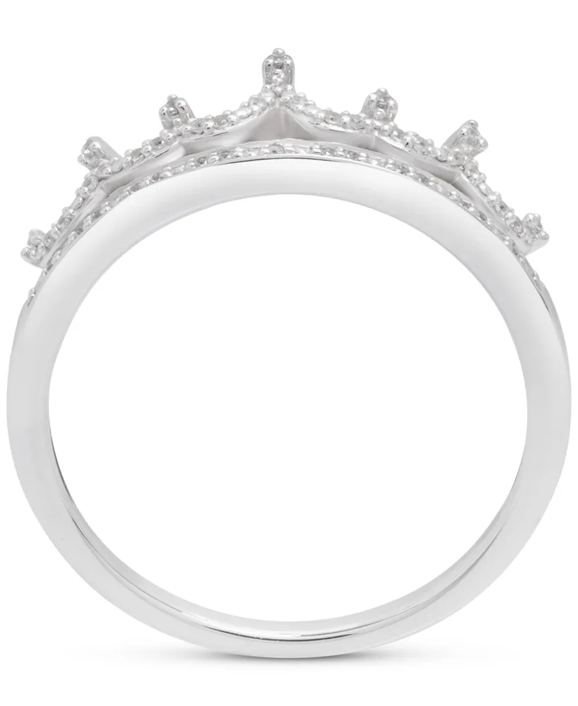 Wrapped Diamond Crown Statement Ring (1/10 ct. t.w.) in 14k White Gold, Created for Macy's