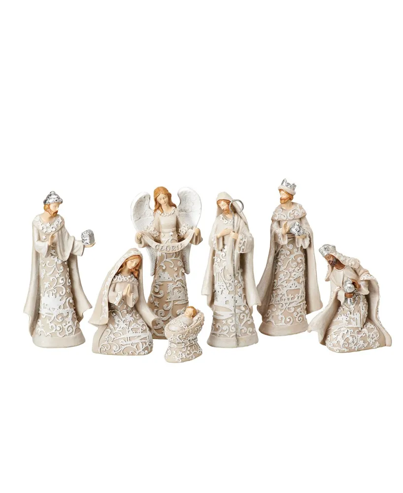 7.5" H 7 Piece Set Nativity with Angel