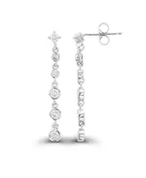 Macy's Cubic Zirconia Rhodium Plated Dangling Bezel Set Earrings (Also 14k Gold Over Silver)