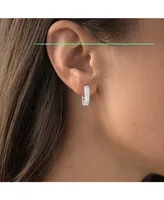 Macy's Cubic Zirconia Two-Tone Pave Diamond-Cut Hoop Earrings