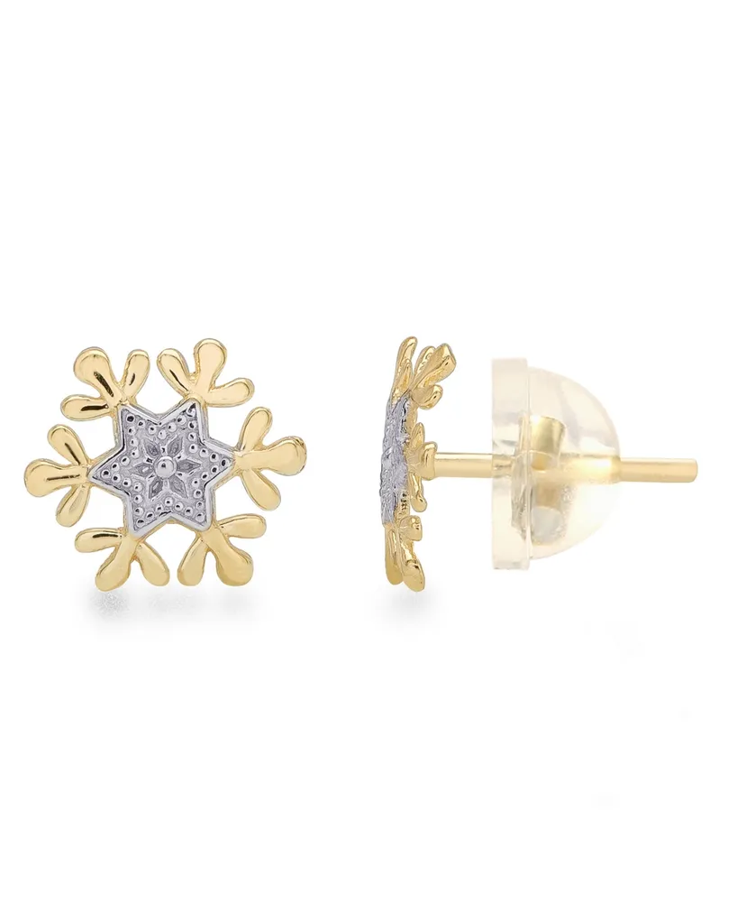 Disney Children's Frozen Snowflake Stud Earrings in 14k Gold