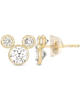 Disney Children's Cubic Zirconia Birthstone Mickey Mouse Stud Earrings 14k Gold