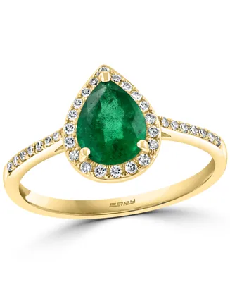 Effy Emerald (7/8 ct. t.w.) & Diamond (1/6 Ring 14k Gold (Also available White Gold)