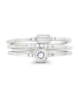 Cubic Zirconia Round and Baguette Faux Stacked Ring