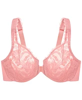 Glamorise Women's Full Figure Plus Wonderwire Front Close Stretch Lace Bra 9245