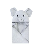 Touched by Nature Baby Unisex Organic Cotton Animal Face Hooded Towels, Gray Elephant, One Size