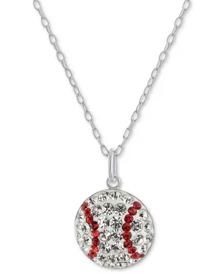 Giani Bernini Crystal Baseball 18" Pendant Necklace in Sterling Silver, Created for Macy's