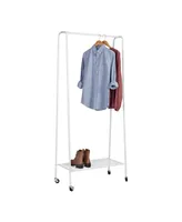 Honey Can Do Matte White Metal Rolling Clothes Rack with Shelf