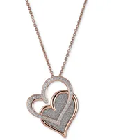 Diamond Glitter Double Heart 18" Pendant Necklace (1/8 ct. t.w.) in 14k Rose Gold-Plated Sterling Silver