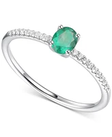 Sapphire (1/2 ct. t.w.) & Diamond (1/20 Ring Sterling Silver (Also Ruby Emerald)