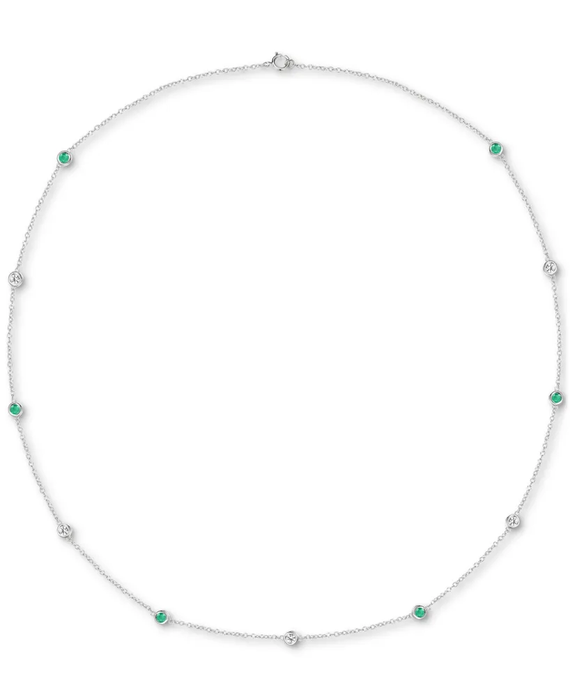 Sapphire (3/4 ct. t.w.) 17" Collar Necklace Sterling Silver. Also Ruby & Emerald