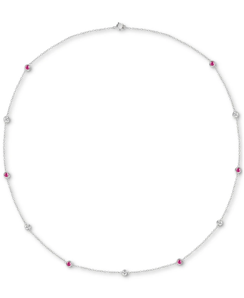 Sapphire (3/4 ct. t.w.) 17" Collar Necklace Sterling Silver. Also Ruby & Emerald