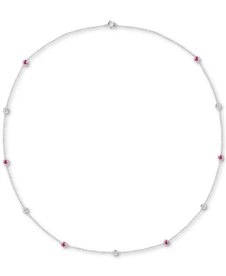 Sapphire (3/4 ct. t.w.) 17" Collar Necklace Sterling Silver. Also Ruby & Emerald