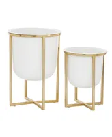 CosmoLiving by Cosmopolitan Contemporary Planters with Stand, Set of 2