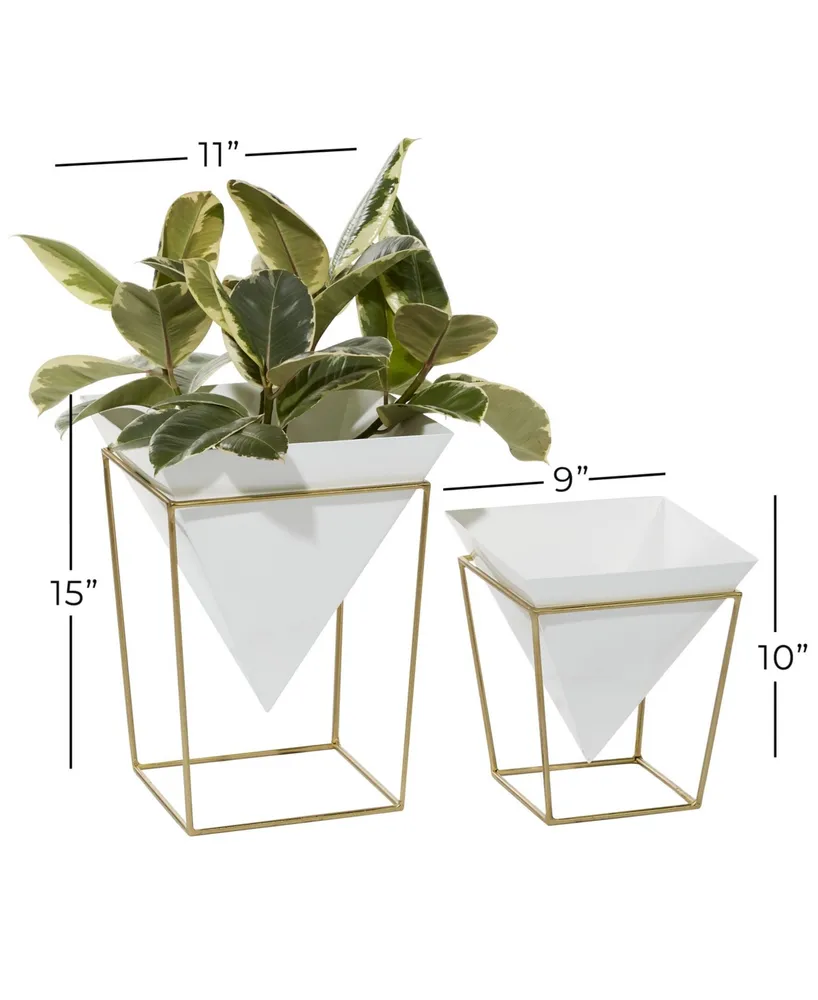 Geometric Planters with Metal Base, Set of 2