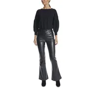 Dollhouse Juniors' Glossy High Rise Faux-Leather Flare Jeans