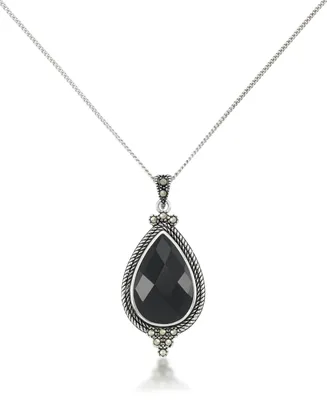 Faceted Onyx Teardrop Pendant and a Curb Chain