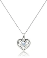 Blue Topaz Filigree Heart Pendant and a Curb Chain
