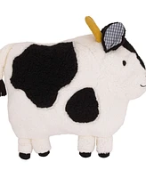 Plush Sherpa Cow Decorative Throw Pillow with 3D Ears, 16" x 14.25"