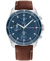 Tommy Hilfiger Men's Chronograph Brown Leather Strap Watch 44mm