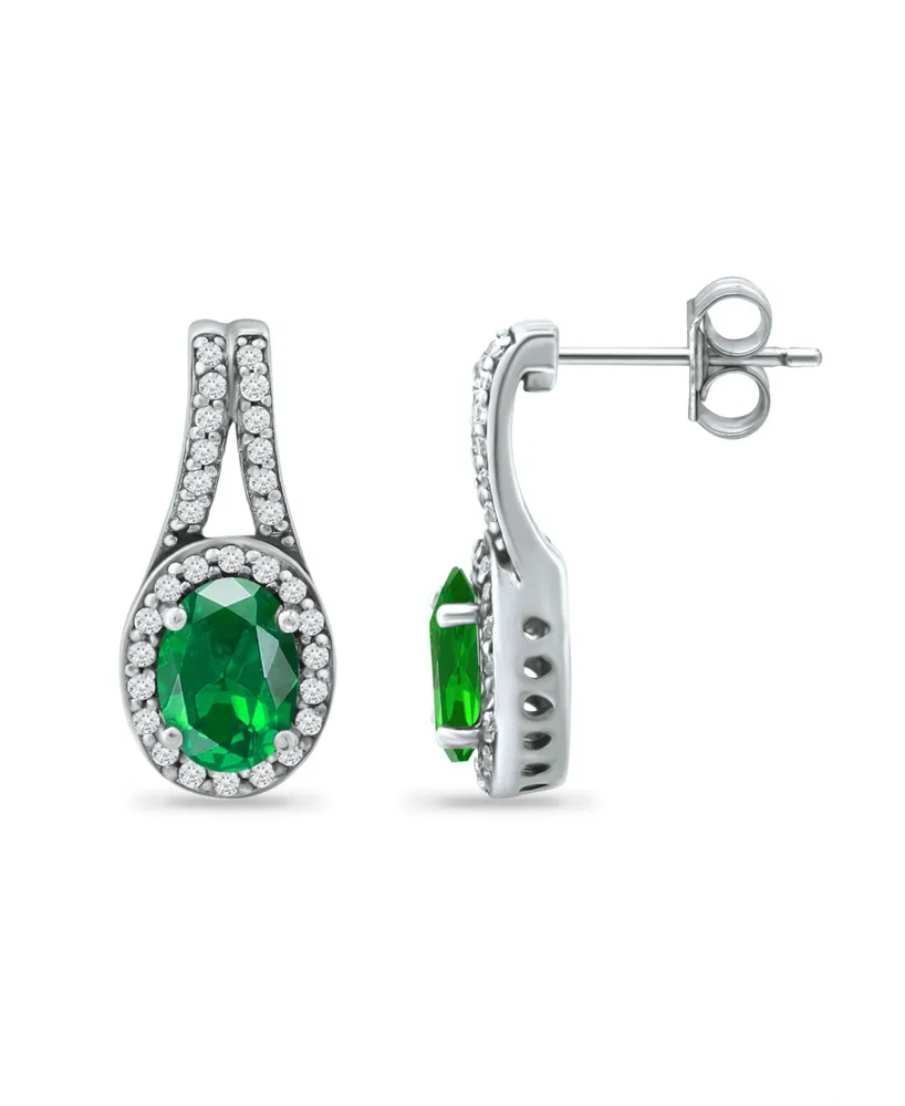 Giani Bernini Created Green Quartz and Cubic Zirconia Halo Earrings