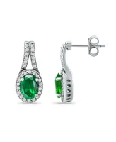 Giani Bernini Created Green Quartz and Cubic Zirconia Halo Earrings