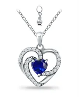 Giani Bernini Simulated Blue Sapphire and Cubic Zirconia Heart Pendant